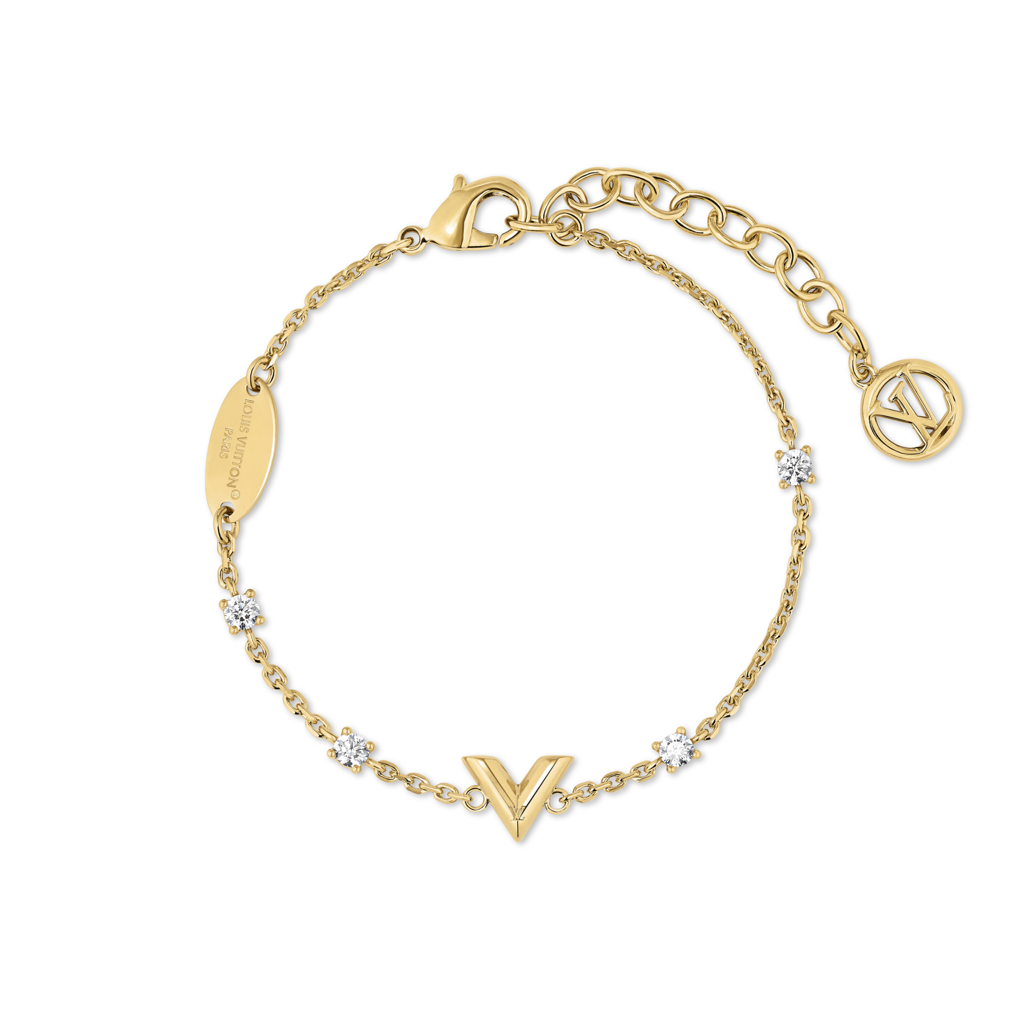 Louis Vuitton エッセンシャルV　ブレスレット　ゴールド Essential V Strass PM Bracelet S00 - Women - Fashion Jewelry